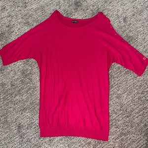 Hot pink express top with button detail on sleeve